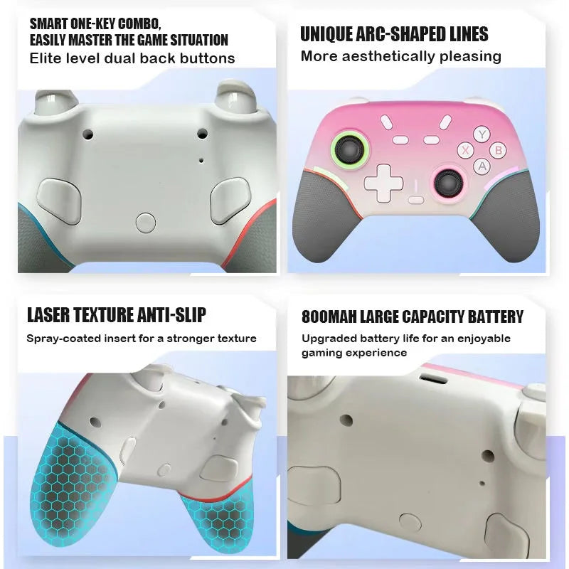 Multi-Platform Gamepad X9 for Switch 2/Switch/PC/PS3/PS2,Controller with Vibration,RGB Lighting Effect,Dual Back Keys&Macro