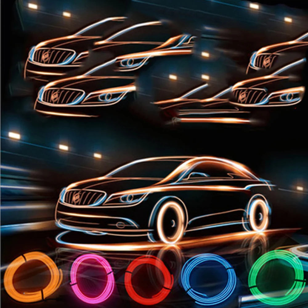 2026 Flexible Neon Lights Glow EL Wire Light Led Neon Sign Rope Cable Strip DIY Christmas Party Clothing Light Drop Shipping