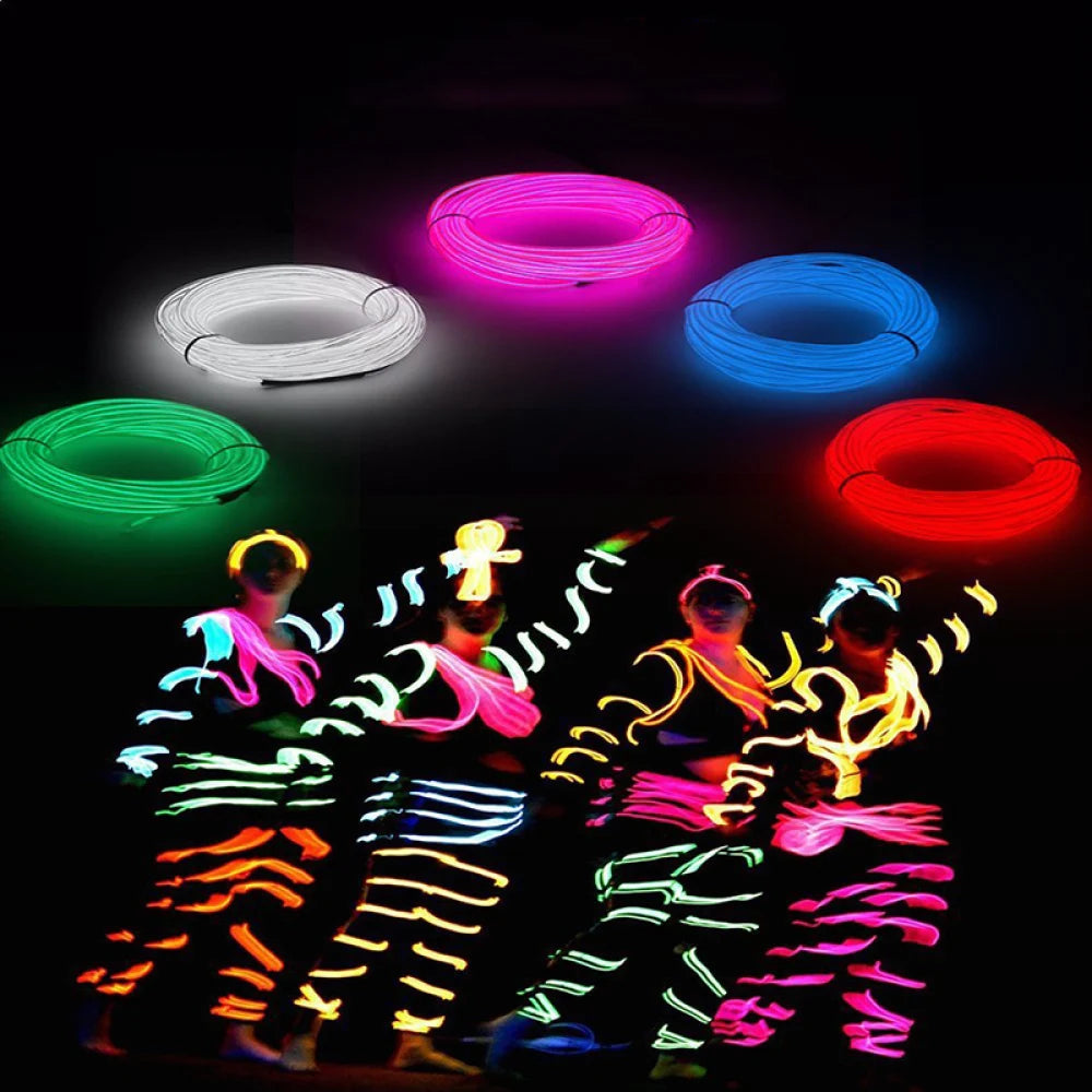 2026 Flexible Neon Lights Glow EL Wire Light Led Neon Sign Rope Cable Strip DIY Christmas Party Clothing Light Drop Shipping