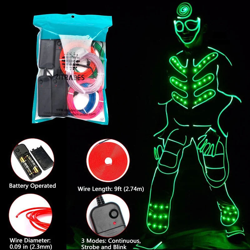 2026 Flexible Neon Lights Glow EL Wire Light Led Neon Sign Rope Cable Strip DIY Christmas Party Clothing Light Drop Shipping
