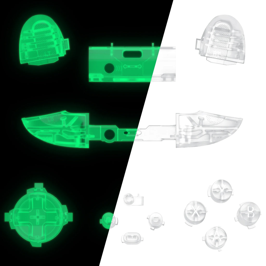 Glow in Dark-Green Bumpers Trigers Dpad ABXY Start Back Sync Share Keys Parts Replacement Buttons for Xbox Series X S Controller