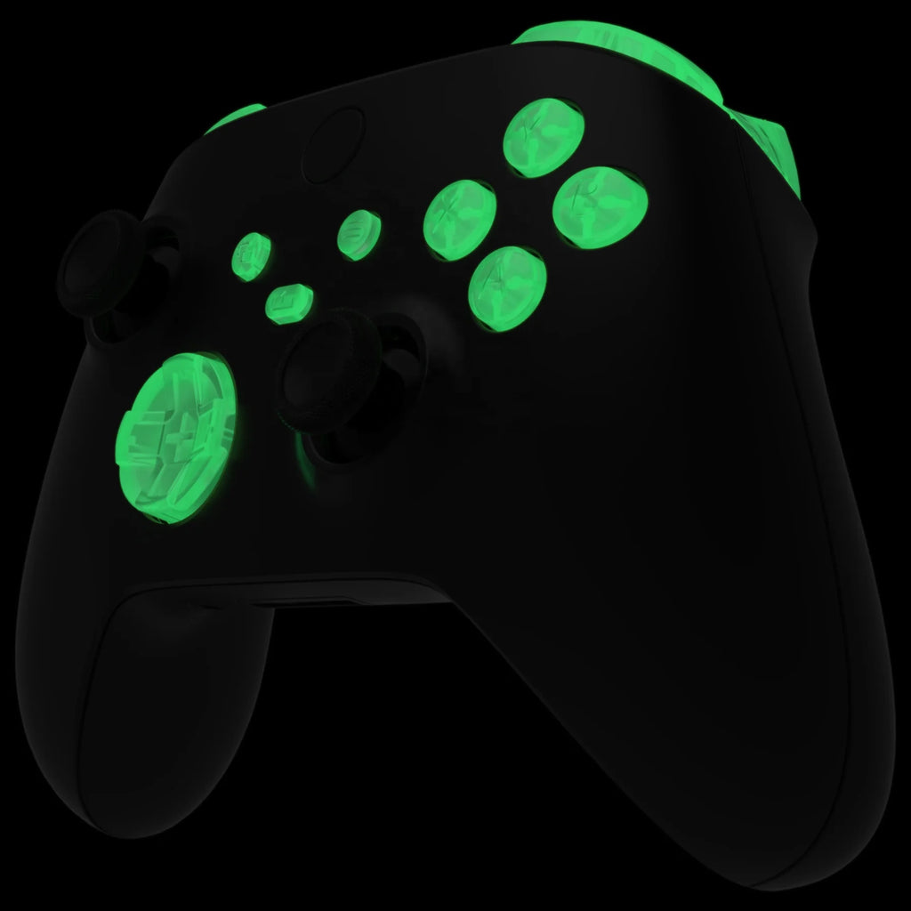 Glow in Dark-Green Bumpers Trigers Dpad ABXY Start Back Sync Share Keys Parts Replacement Buttons for Xbox Series X S Controller