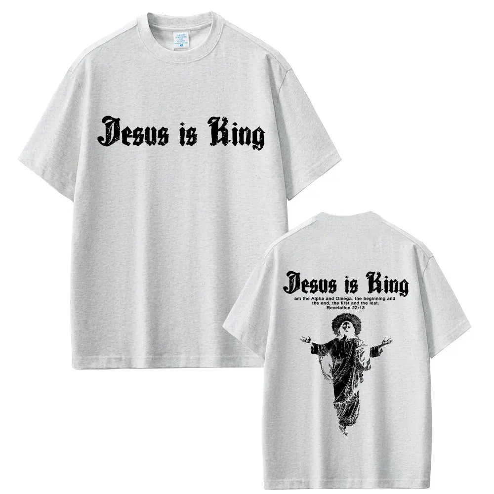 Jesus Is King Graphic T-shirt Christian Religious Short Sleeve T-shirts Summer Men Women Fashion Gothic Rock T Shirt Streetwear