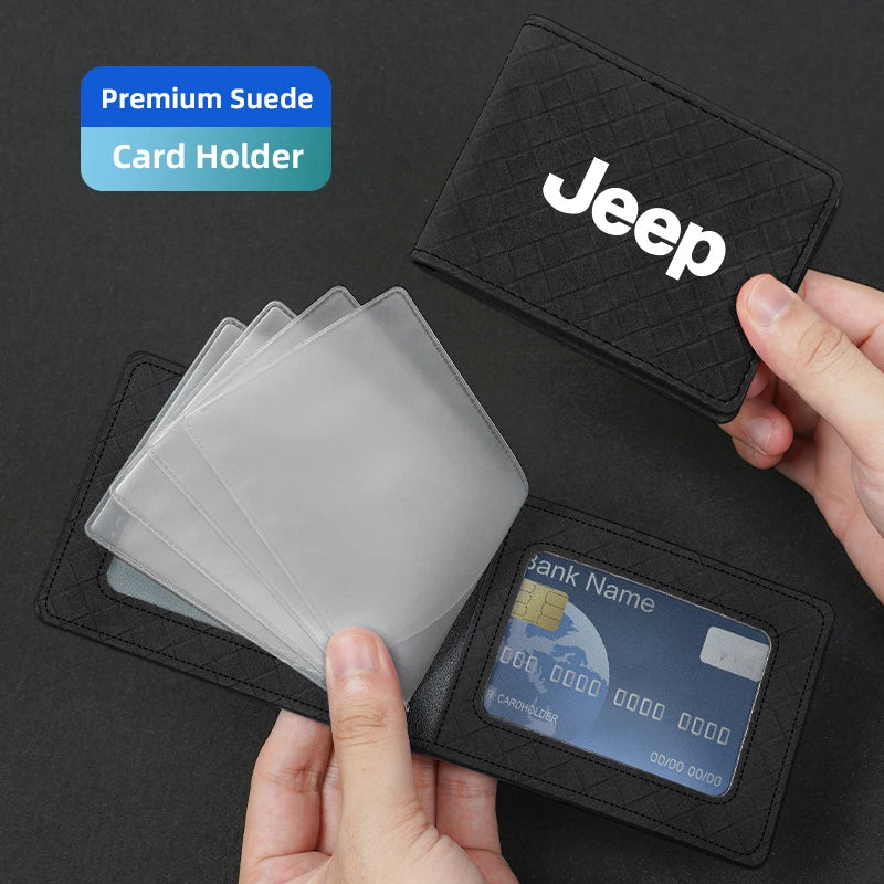 Car Driver's License Leather Cover Suede Protective Shell For Jeep Grand Cherokee Wrangler JK Gladiator Compass Renegade Patriot