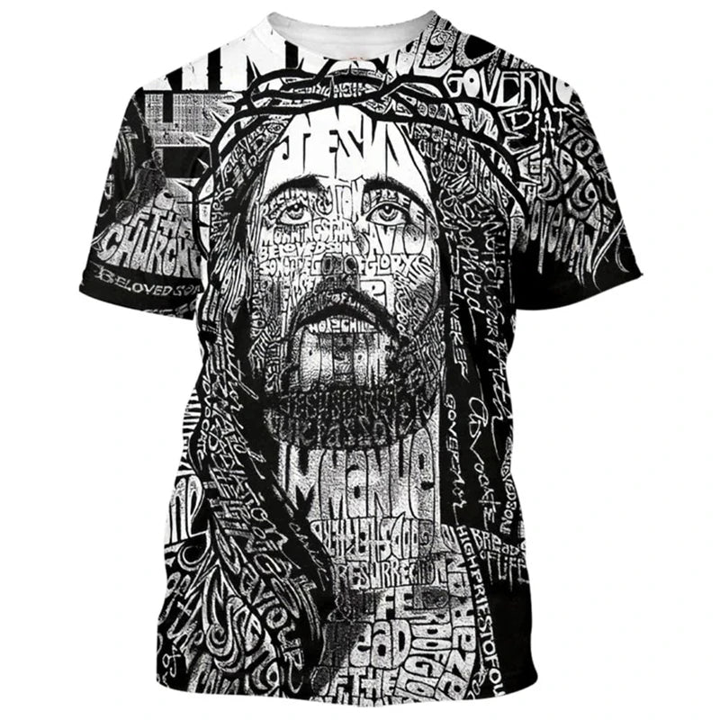 Jesus Is My Savior 3D Print Mens Womens T Shirts Fashion Cool Jesus T-shirt Summer Casual Y2k Short Sleeve Oversize Men Clothes