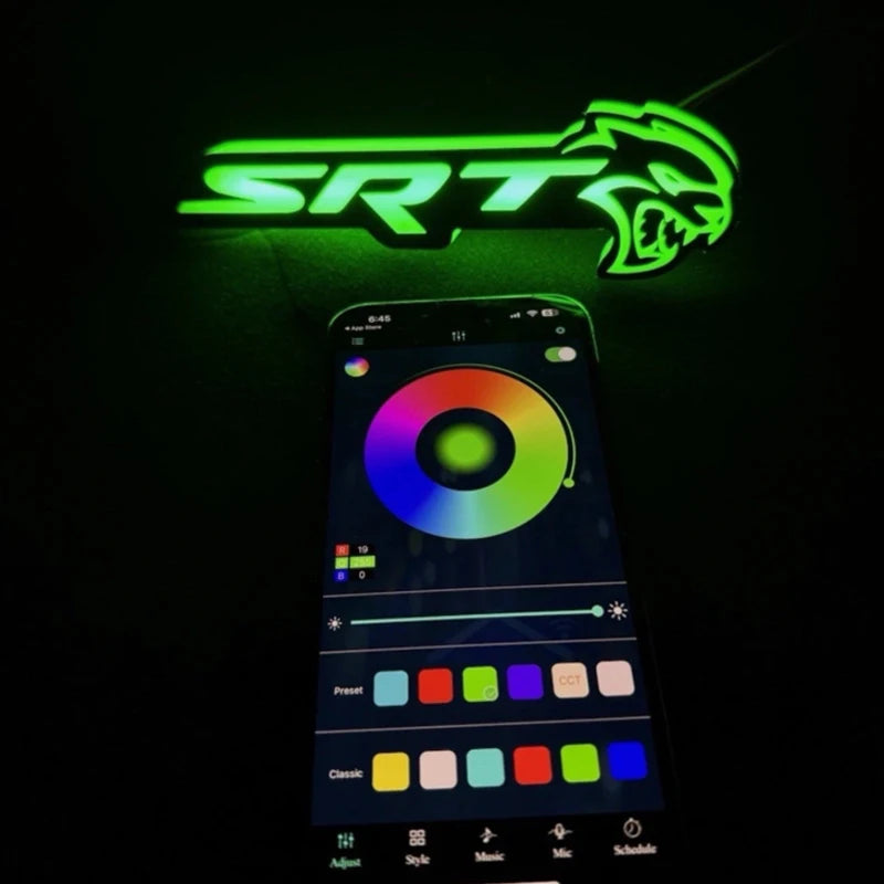 RGB LED Front Grille Emblem/Badge - Fits SRT Models -App Controlled for Dodge Challenger for SRT Hellcat Car Light Accessory