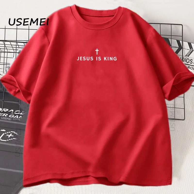 Jesus Is King Christian T Shirt Men Women Christian Merch Jesus T-Shirt Faith Cotton Short Sleeve Round Neck Graphic Tees
