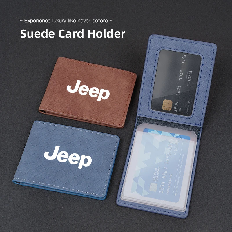 Car Driver's License Leather Cover Suede Protective Shell For Jeep Grand Cherokee Wrangler JK Gladiator Compass Renegade Patriot