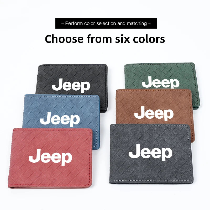 Car Driver's License Leather Cover Suede Protective Shell For Jeep Grand Cherokee Wrangler JK Gladiator Compass Renegade Patriot