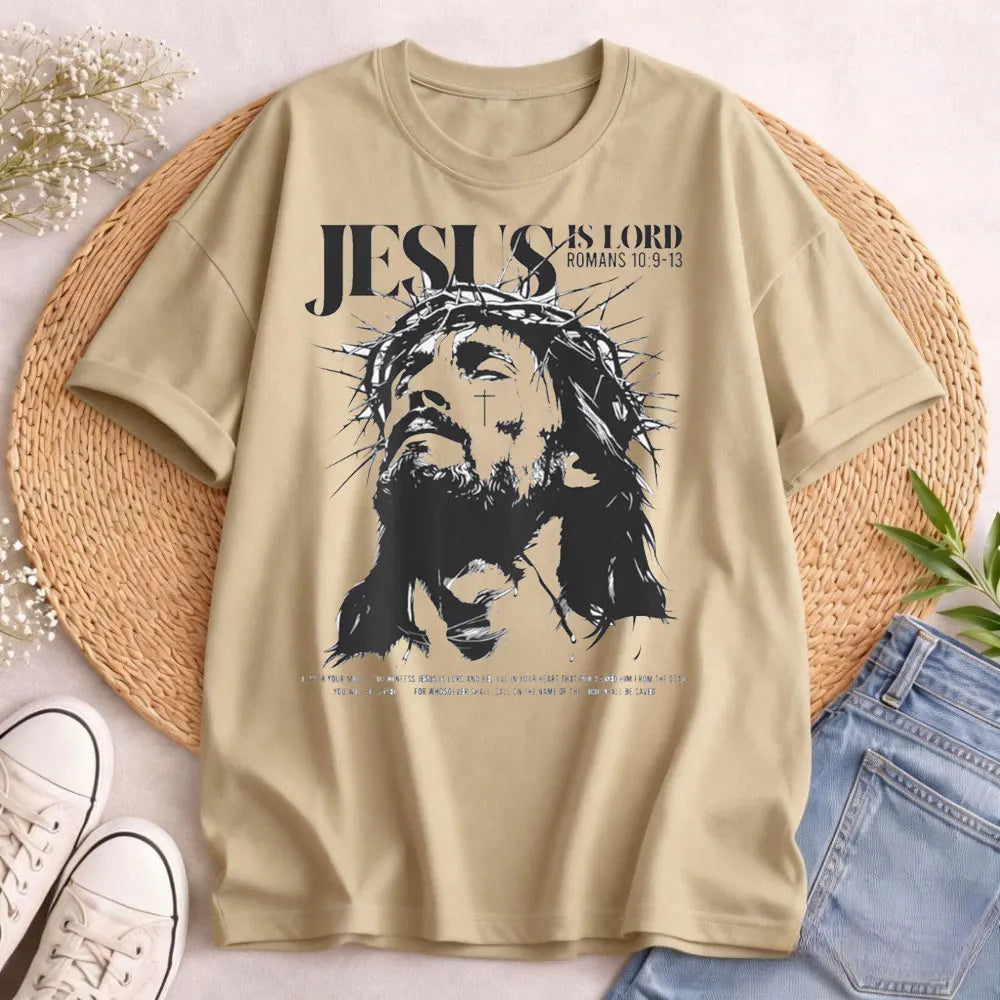 Jesus Is Lord Bible Verse T Shirt Christianity Faith Clothes Jesus Lover Tees Summer Men T High Quality Cotton Shirt