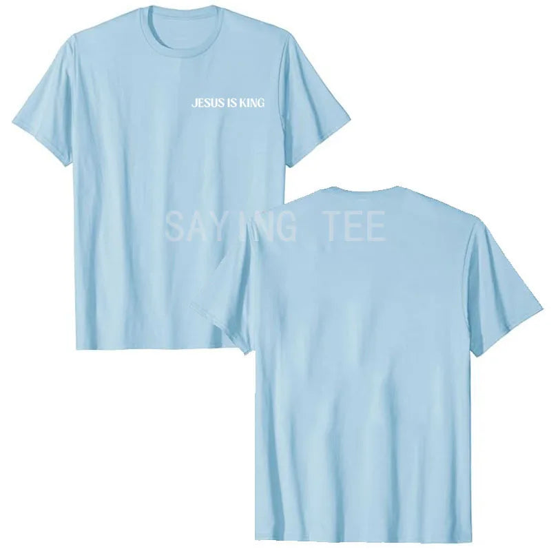 Jesus Is King Love Peace Unity T-Shirt Funny Letters Printed Sayings Graphic Tee Tops Lord GodJesus Faith Christian Outfits Gift