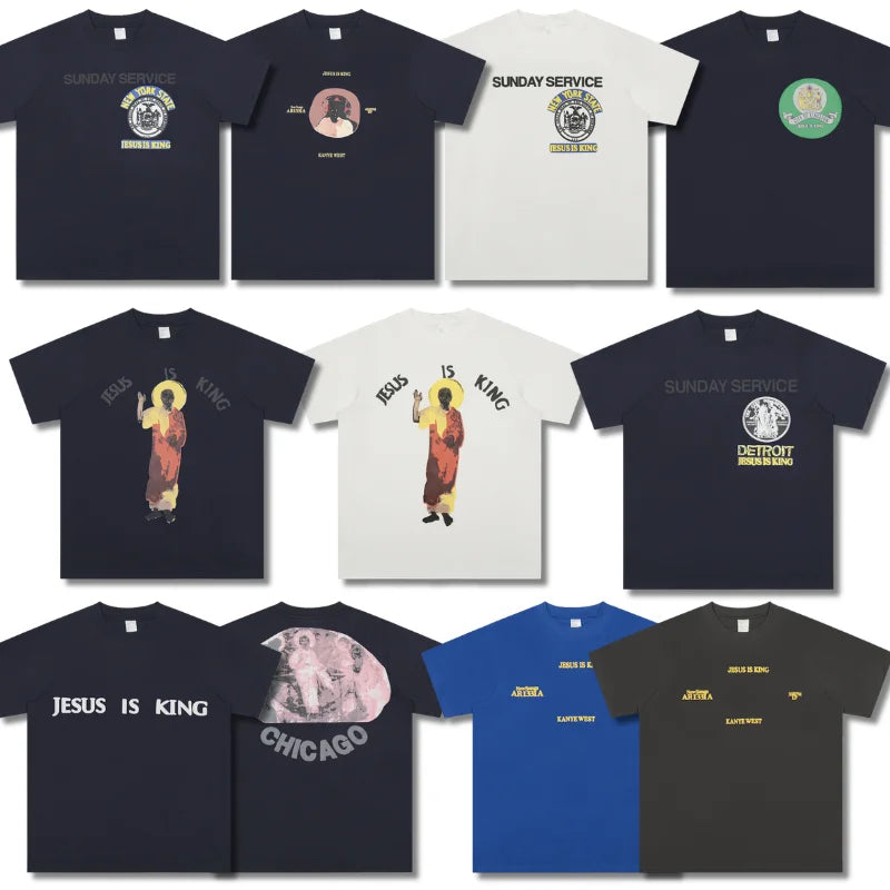 Jesus Is King Short-sleeved T-shirt Classic Kanye West  Loose Men's Women's Letters Print Short-sleeved Tee