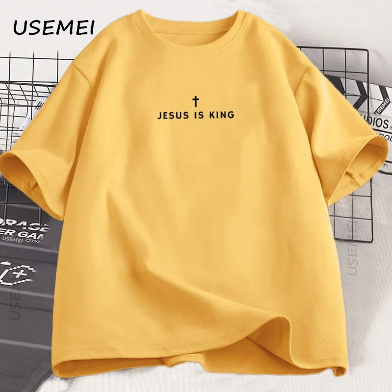 Jesus Is King Christian T Shirt Men Women Christian Merch Jesus T-Shirt Faith Cotton Short Sleeve Round Neck Graphic Tees