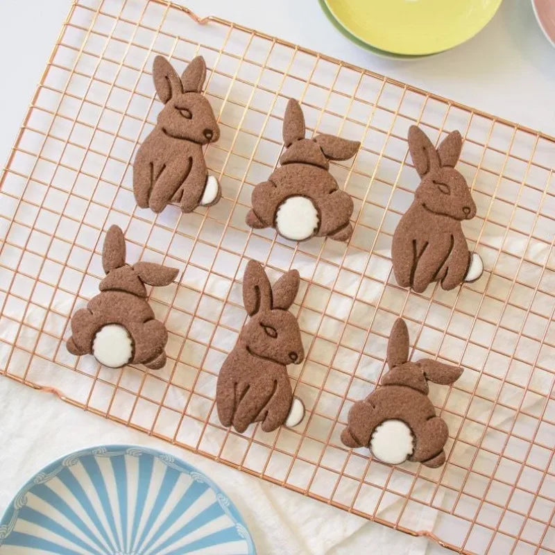 Easter Rabbit Cookie Embossed Mold Cute Yoga Bunny Fondant Cake Biscuit Cutter Mold For Happy Easter Party Decor DIY Baking Tool