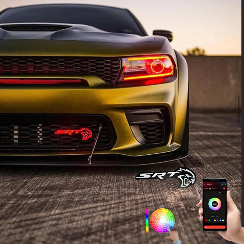 for 2015-2023 SRT Hellcat RGBW Flow Series LED Badge Emblem Logo For Dodge Charger