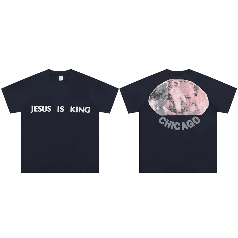 Jesus Is King Short-sleeved T-shirt Classic Kanye West  Loose Men's Women's Letters Print Short-sleeved Tee
