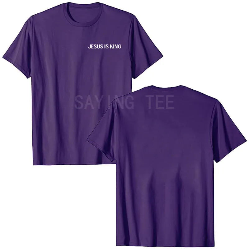Jesus Is King Love Peace Unity T-Shirt Funny Letters Printed Sayings Graphic Tee Tops Lord GodJesus Faith Christian Outfits Gift