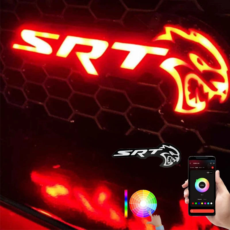 RGB LED Front Grille Emblem/Badge - Fits SRT Models -App Controlled for Dodge Challenger for SRT Hellcat Car Light Accessory