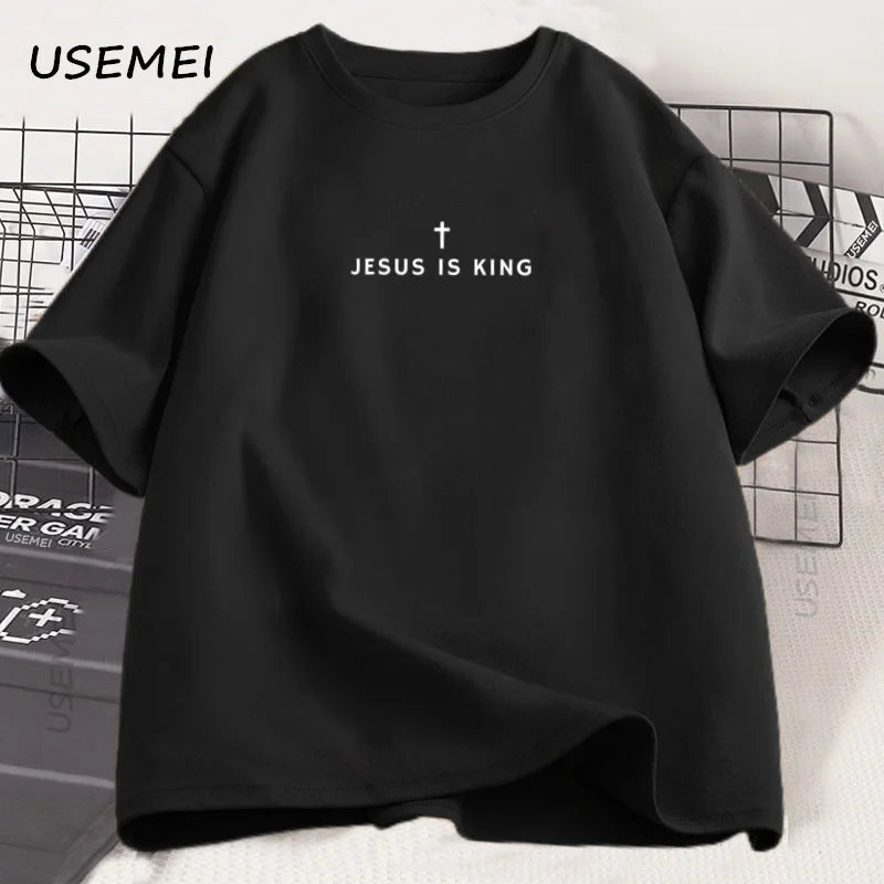 Jesus Is King Christian T Shirt Men Women Christian Merch Jesus T-Shirt Faith Cotton Short Sleeve Round Neck Graphic Tees