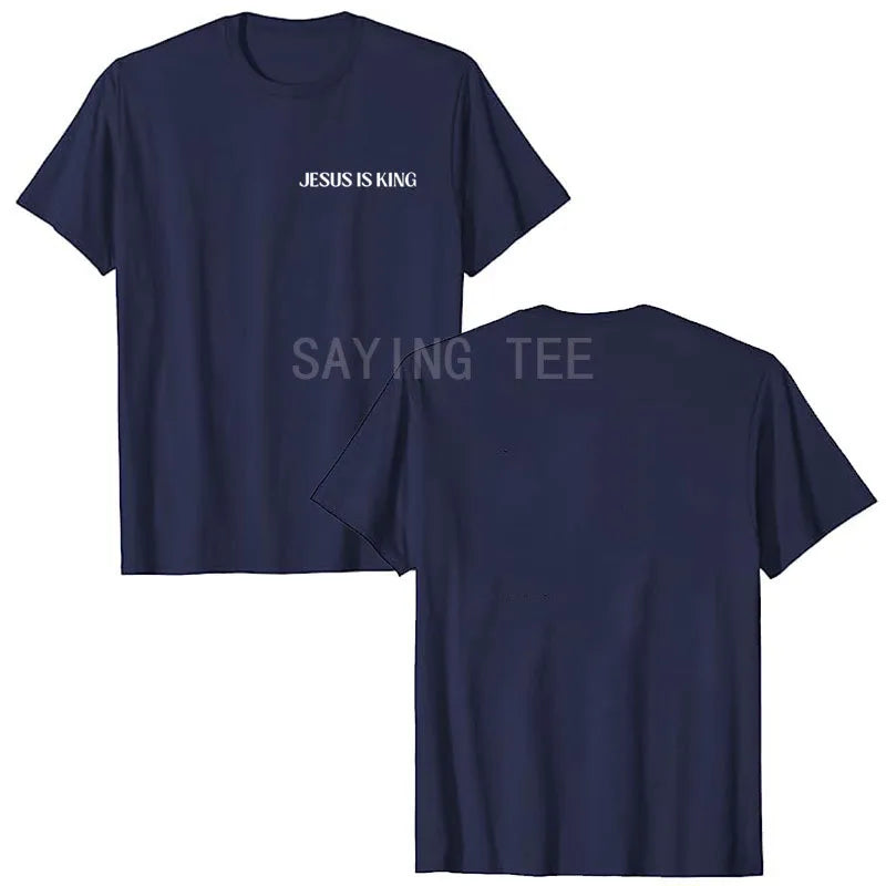 Jesus Is King Love Peace Unity T-Shirt Funny Letters Printed Sayings Graphic Tee Tops Lord GodJesus Faith Christian Outfits Gift