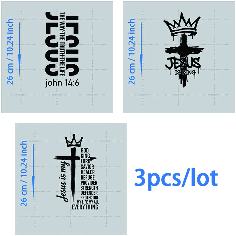 JESUS IS MY GOD KING LORD  thermoadhesive patches for clothes heat transfer vinyl Applique for clothes T-shirt Decal Decor