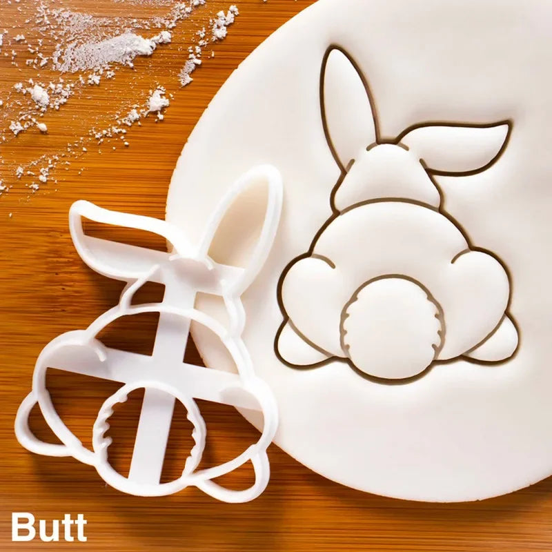 Easter Rabbit Cookie Embossed Mold Cute Yoga Bunny Fondant Cake Biscuit Cutter Mold For Happy Easter Party Decor DIY Baking Tool