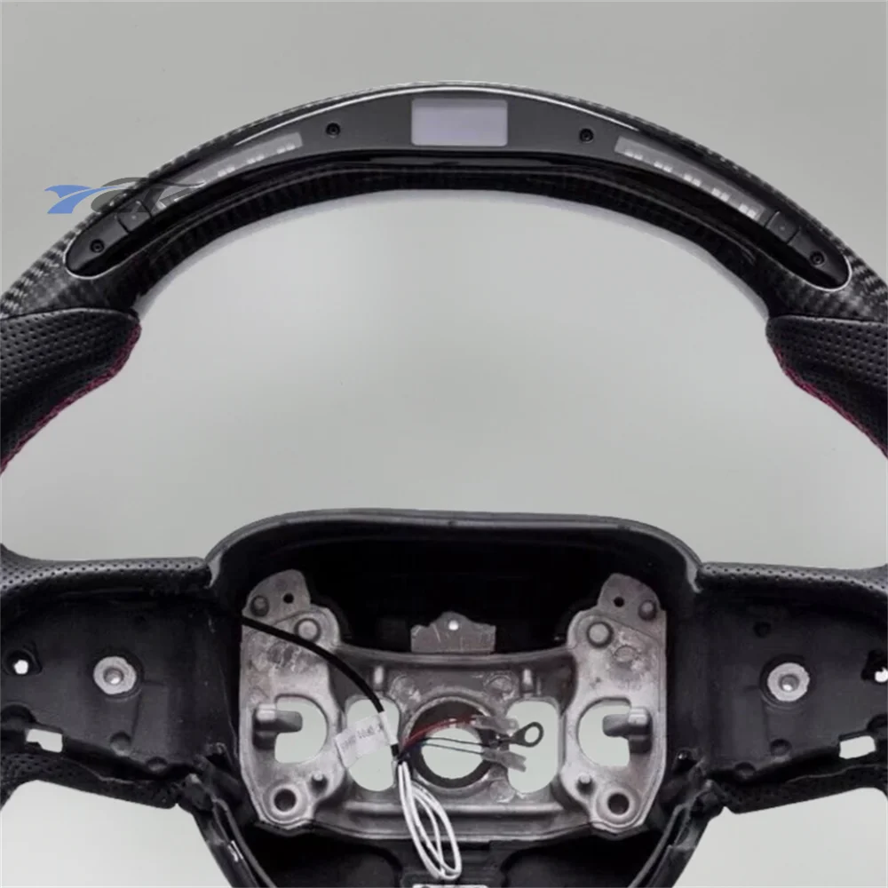 For Dodge Charger Durango SRT Hellcat 2015 2016 2017 2018-2023 Customized Carbon Fiber LED Black Leather Steering Wheel