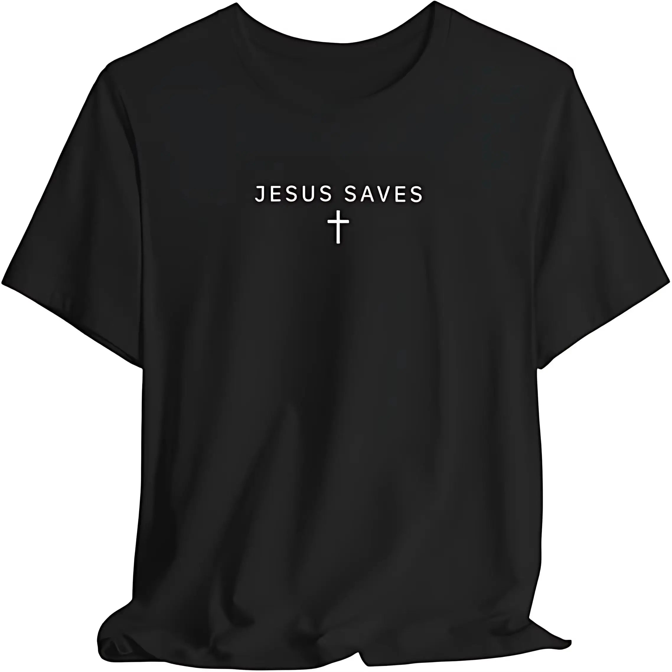 Jesus Saves Christian T-Shirt | Minimalist Faith Tee with Cross Design | Religious Gift Funny Gifts for Men lwf 180g