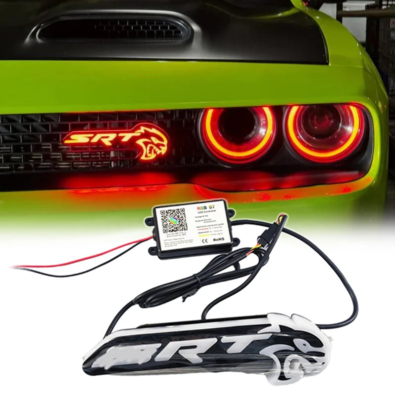 App Bluetooth Controlled RGB LED Light-Up Front Grille Badge Emblem for Dodge Challenger SRT Hellcat Auto Lamp Accessories Parts