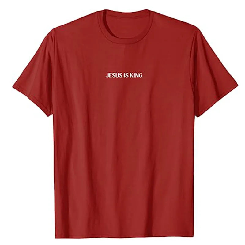 Jesus Is King Love Peace Unity T-Shirt Funny Letters Printed Sayings Graphic Tee Tops Lord GodJesus Faith Christian Outfits Gift