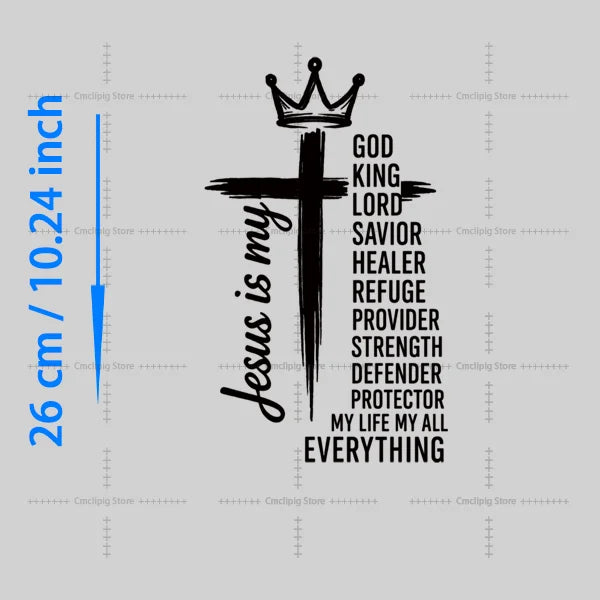 JESUS IS MY GOD KING LORD  thermoadhesive patches for clothes heat transfer vinyl Applique for clothes T-shirt Decal Decor