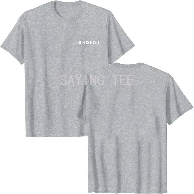 Jesus Is King Love Peace Unity T-Shirt Funny Letters Printed Sayings Graphic Tee Tops Lord GodJesus Faith Christian Outfits Gift