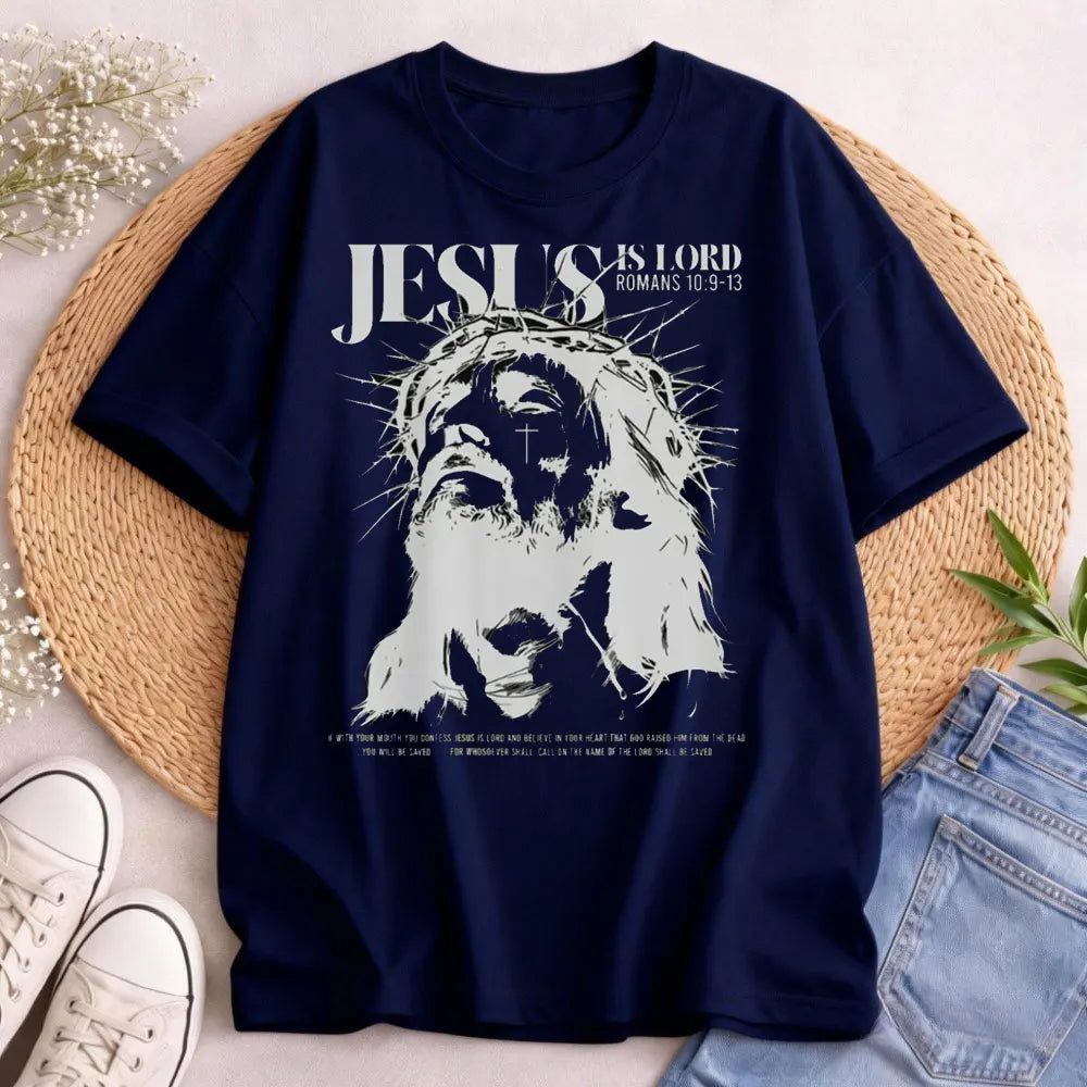 Jesus Is Lord Bible Verse T Shirt Christianity Faith Clothes Jesus Lover Tees Summer Men T High Quality Cotton Shirt