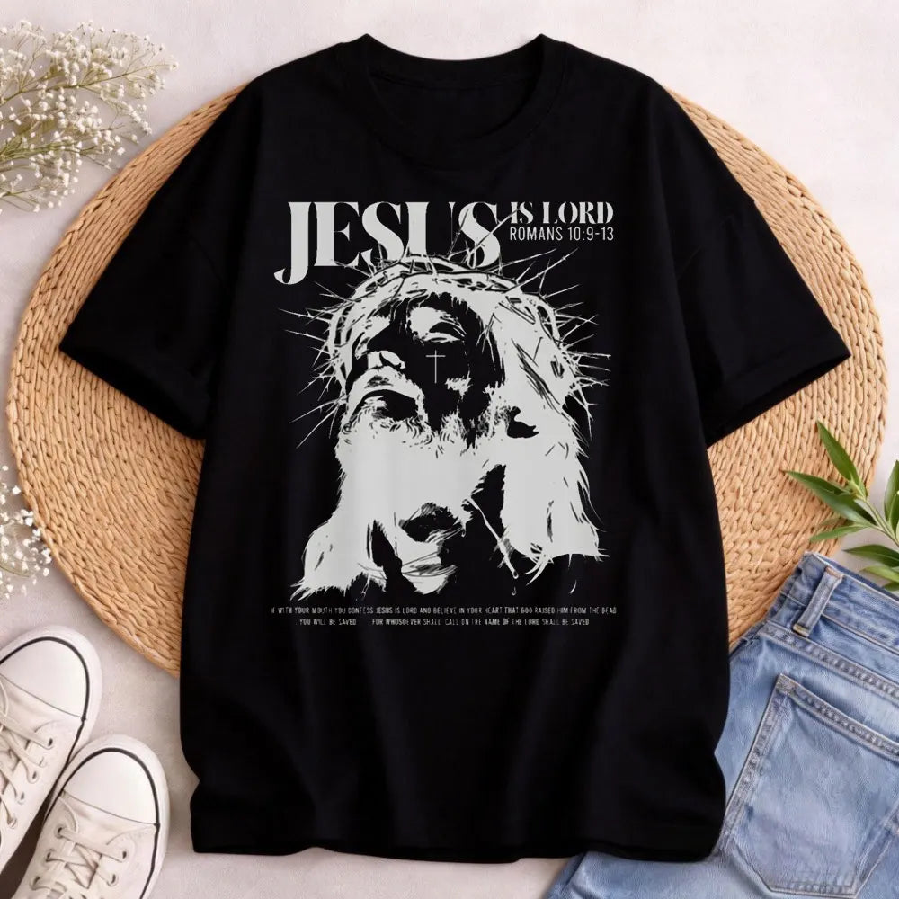 Jesus Is Lord Bible Verse T Shirt Christianity Faith Clothes Jesus Lover Tees Summer Men T High Quality Cotton Shirt