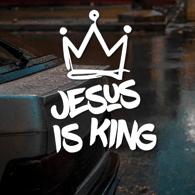 Jesus is King and wears a crown creative&funny stickers for cartoon fans&lover,high quality for car trucks motorcycles & laptops