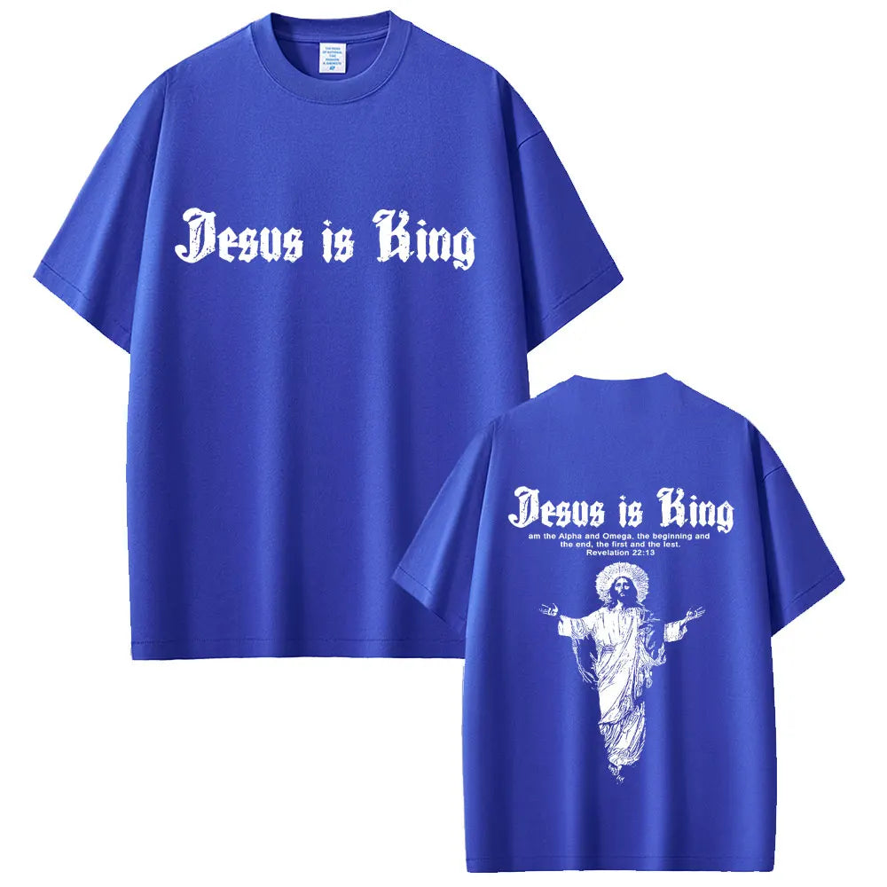 Jesus Is King Graphic T-shirt Christian Religious Short Sleeve T-shirts Summer Men Women Fashion Gothic Rock T Shirt Streetwear