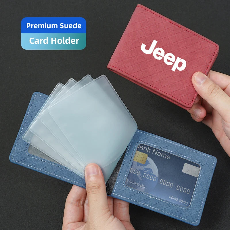 Car Driver's License Leather Cover Suede Protective Shell For Jeep Grand Cherokee Wrangler JK Gladiator Compass Renegade Patriot