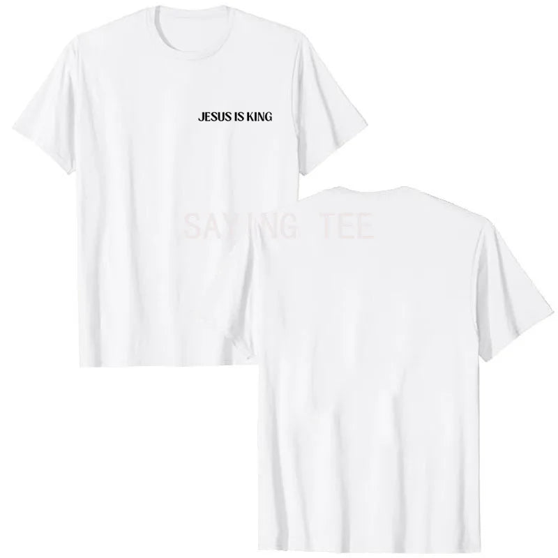 Jesus Is King Love Peace Unity T-Shirt Funny Letters Printed Sayings Graphic Tee Tops Lord GodJesus Faith Christian Outfits Gift