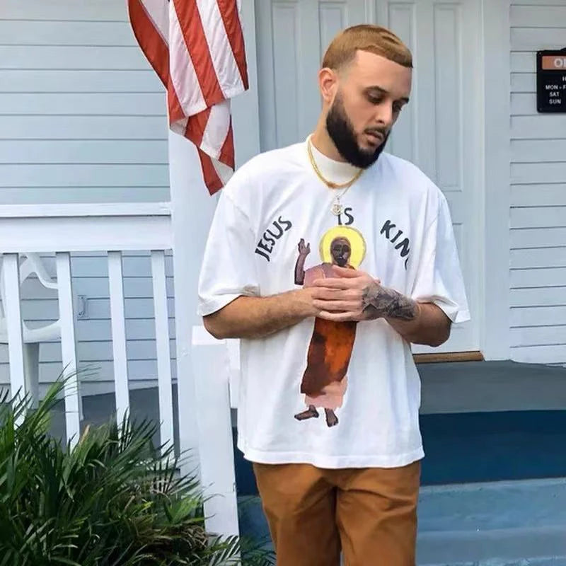 Jesus Is King Short-sleeved T-shirt Classic Kanye West  Loose Men's Women's Letters Print Short-sleeved Tee