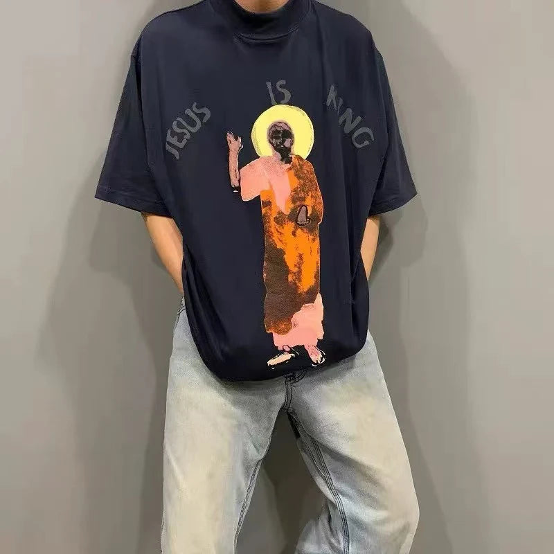 Jesus Is King Short-sleeved T-shirt Classic Kanye West  Loose Men's Women's Letters Print Short-sleeved Tee