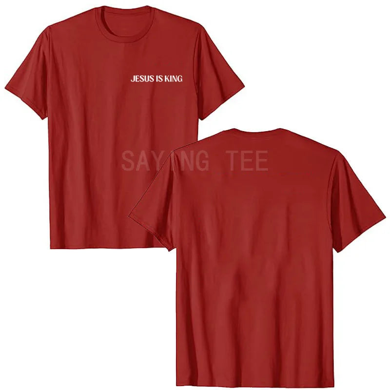Jesus Is King Love Peace Unity T-Shirt Funny Letters Printed Sayings Graphic Tee Tops Lord GodJesus Faith Christian Outfits Gift