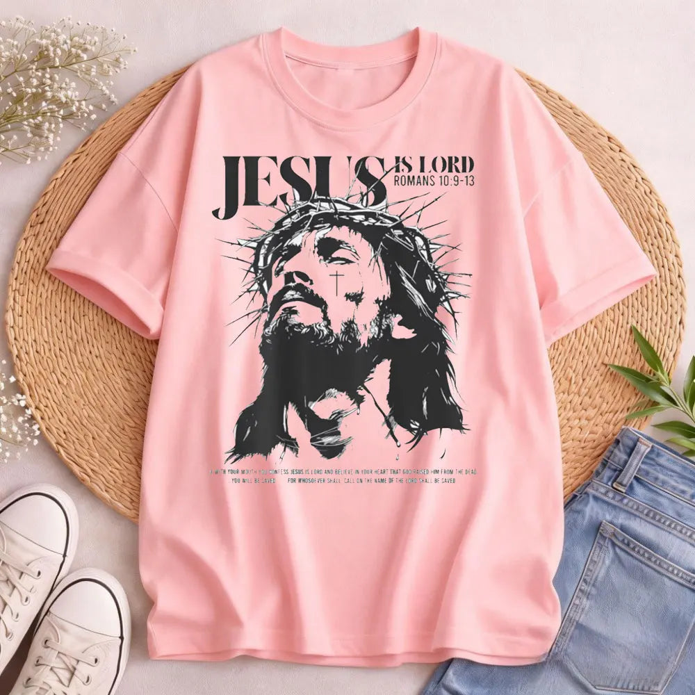 Jesus Is Lord Bible Verse T Shirt Christianity Faith Clothes Jesus Lover Tees Summer Men T High Quality Cotton Shirt