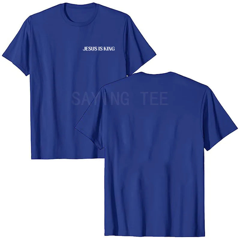 Jesus Is King Love Peace Unity T-Shirt Funny Letters Printed Sayings Graphic Tee Tops Lord GodJesus Faith Christian Outfits Gift